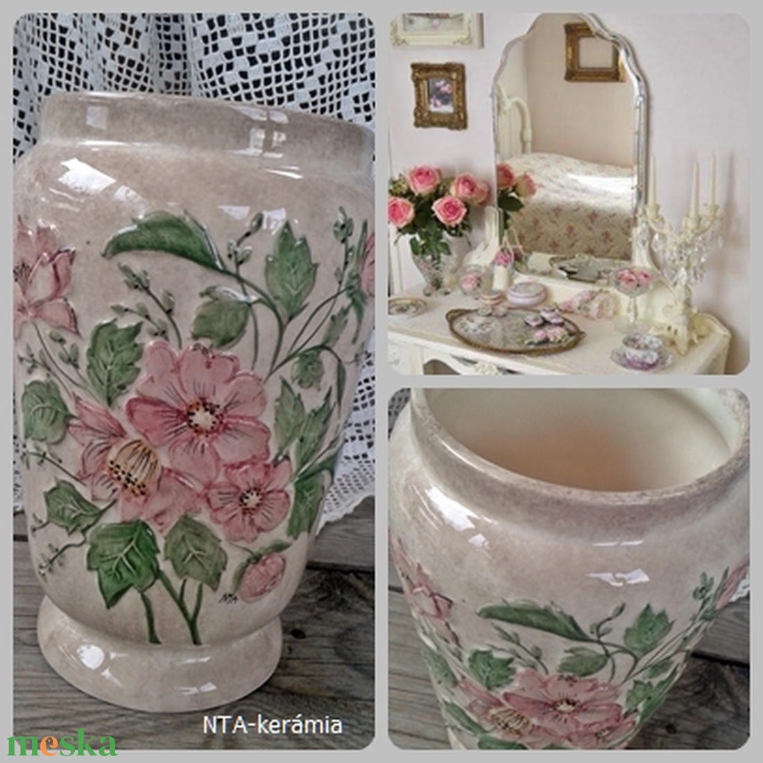 Vadrózsás egyedi-vintage váza - otthon & életmód - dekoráció - virágdísz és tartó - váza - Meska.hu Vadrózsás egyedi-vintage váza - otthon & életmód - dekoráció - virágdísz és tartó - váza - Meska.hu