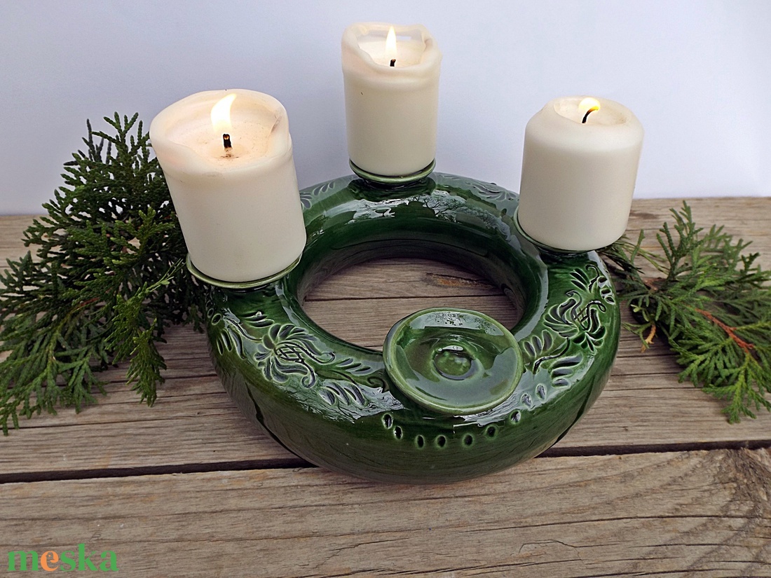  Kerámia koszorú a zöld tiszelőinek    - karácsony - adventi díszek - adventi koszorú - Meska.hu