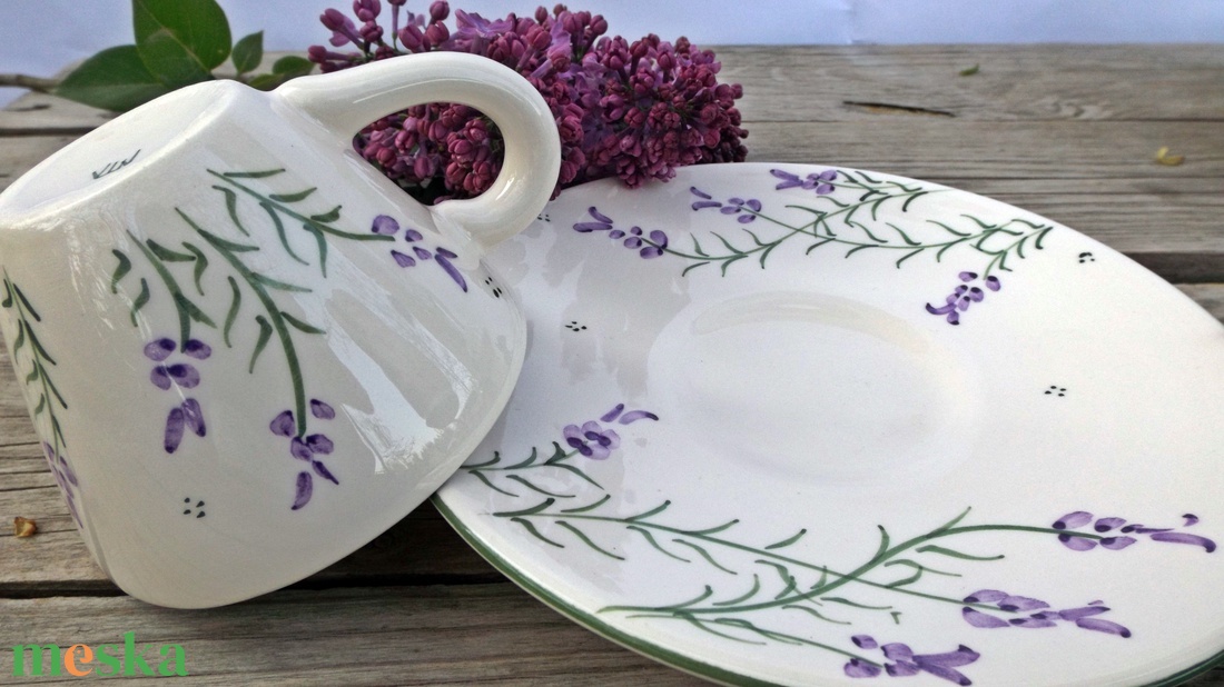 Levendulás kávés csésze - otthon & életmód - konyhafelszerelés, tálalás - tálalás - bögre & csésze - Meska.hu