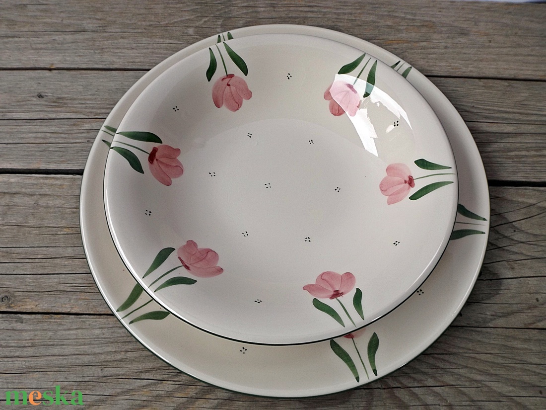 Tulipános  egyedi   étkészlet - otthon & életmód - konyhafelszerelés, tálalás - tálalás - tányér & étkészlet - Meska.hu