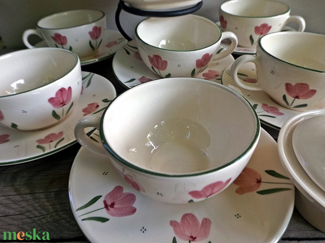 Tulipán imádóknak teás készlet - otthon & életmód - konyhafelszerelés, tálalás - tálalás - teás- és kávés pohár, készlet - Meska.hu
