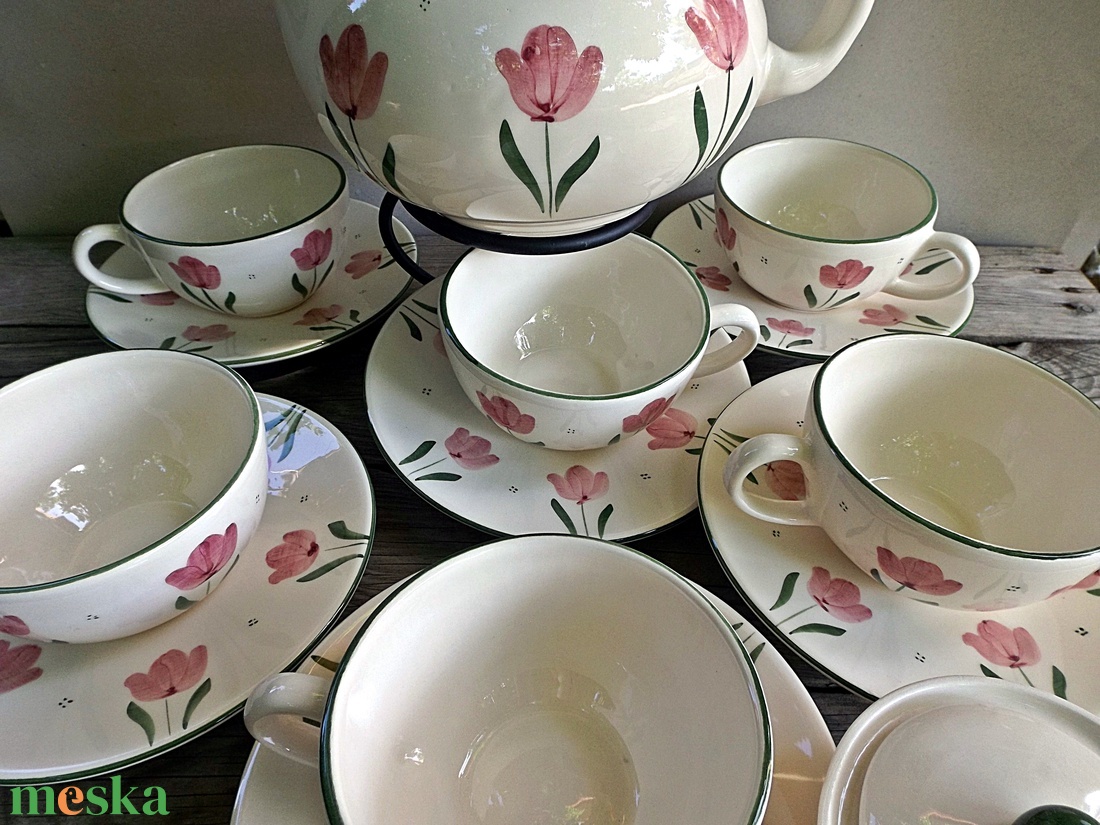 Tulipán imádóknak teás készlet - otthon & életmód - konyhafelszerelés, tálalás - tálalás - teás- és kávés pohár, készlet - Meska.hu
