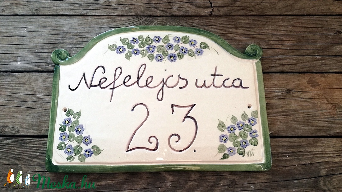 Kék nefelejcs kerámia utcanév tábla - otthon & életmód - ház & kert - házszám - Meska.hu