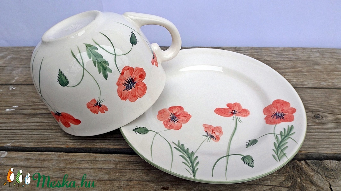 Pipacsos fél literes kerámia bögre tea imádóknak -  - Meska.hu