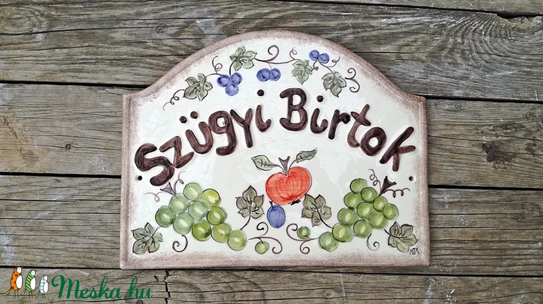 Szóló szőlő, mosolygó alma, csengő barack kerámia utcanévtábla - otthon & életmód - ház & kert - házszám - Meska.hu