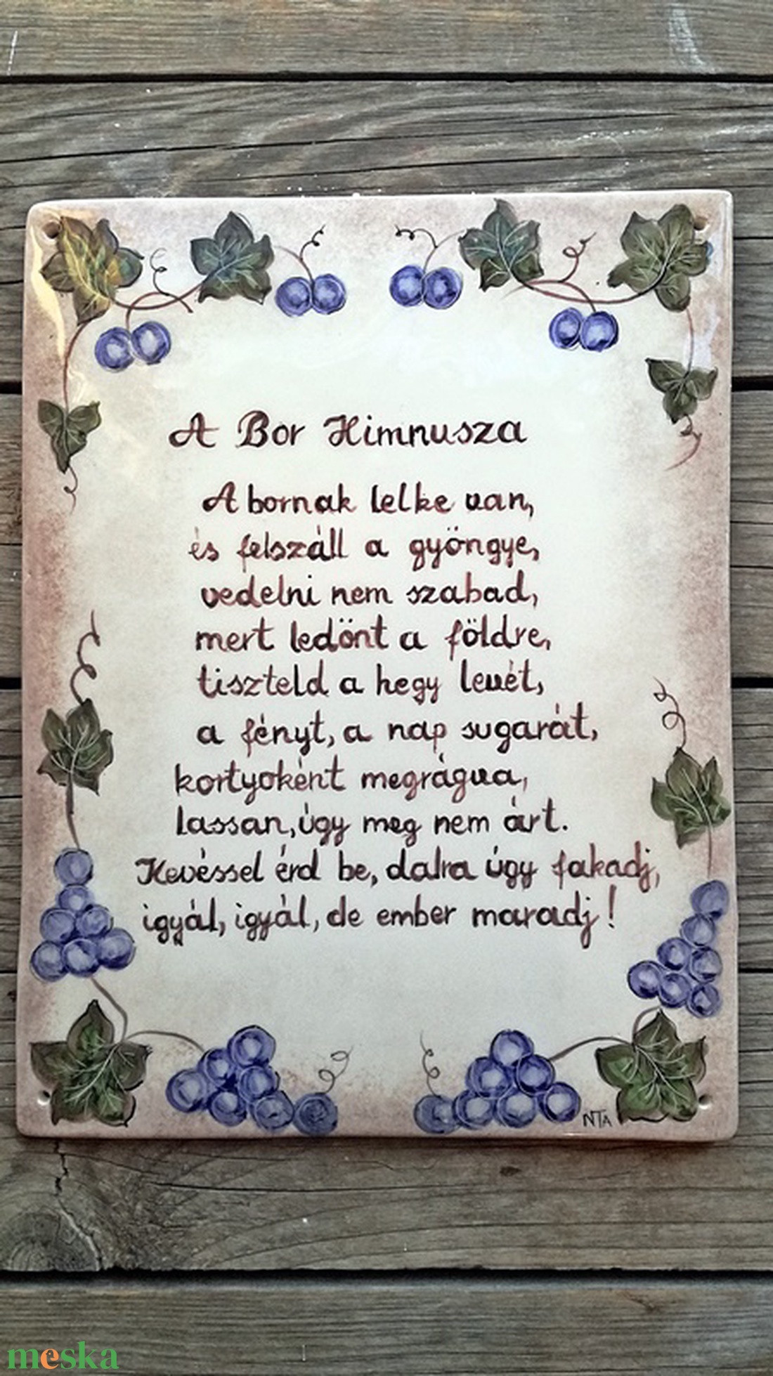 A bor himnusza kerámia falikép - otthon & lakás - ház & kert - kerti dísz - Meska.hu