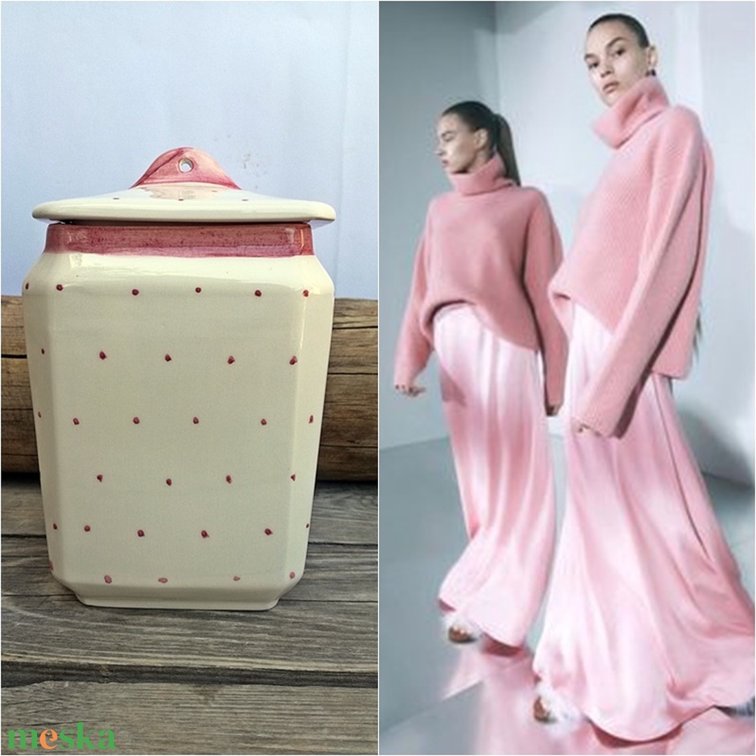 Kerámia pink pöttyösen fűszertartó készlet - otthon & lakás - konyhafelszerelés, tálalás - konyhai tárolás - fűszertartó - Meska.hu
