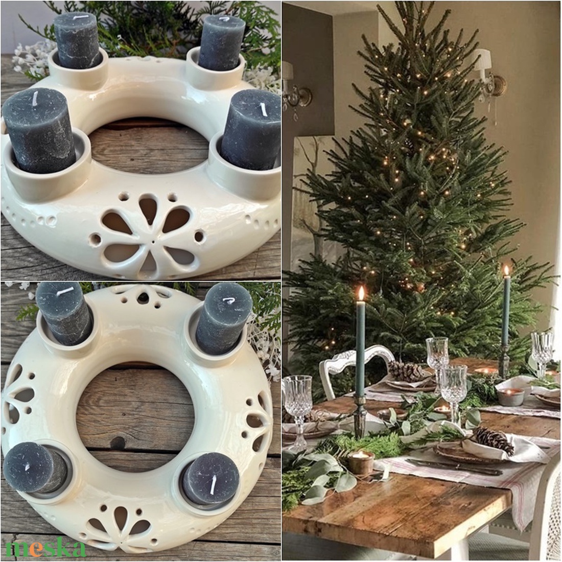 Karácsony... kerámia fehér - ekrü áttört-csipkés adventi  koszorú - karácsony - adventi díszek - adventi koszorú - Meska.hu Karácsony... kerámia fehér - ekrü áttört-csipkés adventi  koszorú - karácsony - adventi díszek - adventi koszorú - Meska.hu