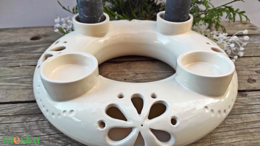 Karácsony... kerámia fehér - ekrü áttört-csipkés adventi  koszorú - karácsony - adventi díszek - adventi koszorú - Meska.hu Karácsony... kerámia fehér - ekrü áttört-csipkés adventi  koszorú - karácsony - adventi díszek - adventi koszorú - Meska.hu