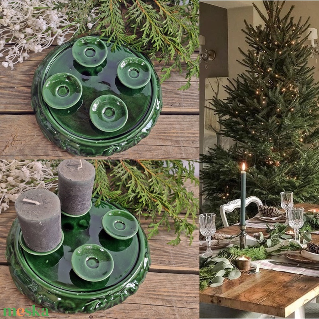 A  hagyomány és a zöld tisztelőinek- kerámia adventi koszorú - karácsony - adventi díszek - adventi koszorú - Meska.hu