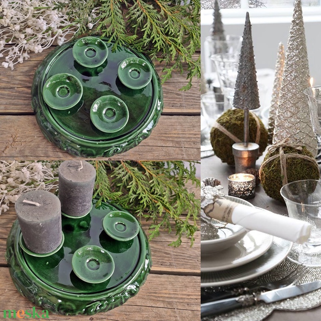 A  hagyomány és a zöld tisztelőinek- kerámia adventi koszorú - karácsony - adventi díszek - adventi koszorú - Meska.hu