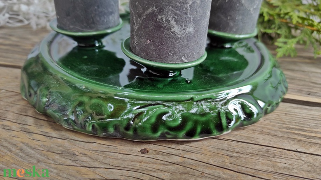 A  hagyomány és a zöld tisztelőinek- kerámia adventi koszorú - karácsony - adventi díszek - adventi koszorú - Meska.hu