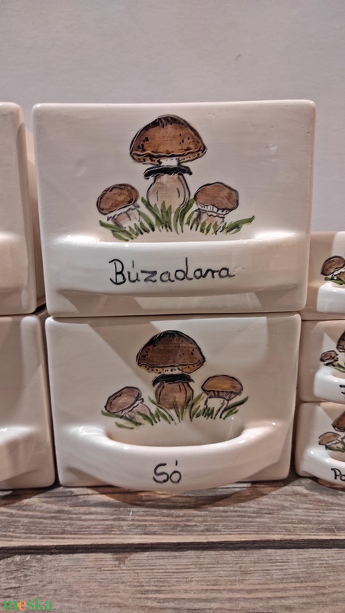 Gomba gomba barna gomba kerámia fűszertartó fiók. - otthon & életmód - konyhafelszerelés, tálalás - konyhai tárolás - fűszertartó - Meska.hu