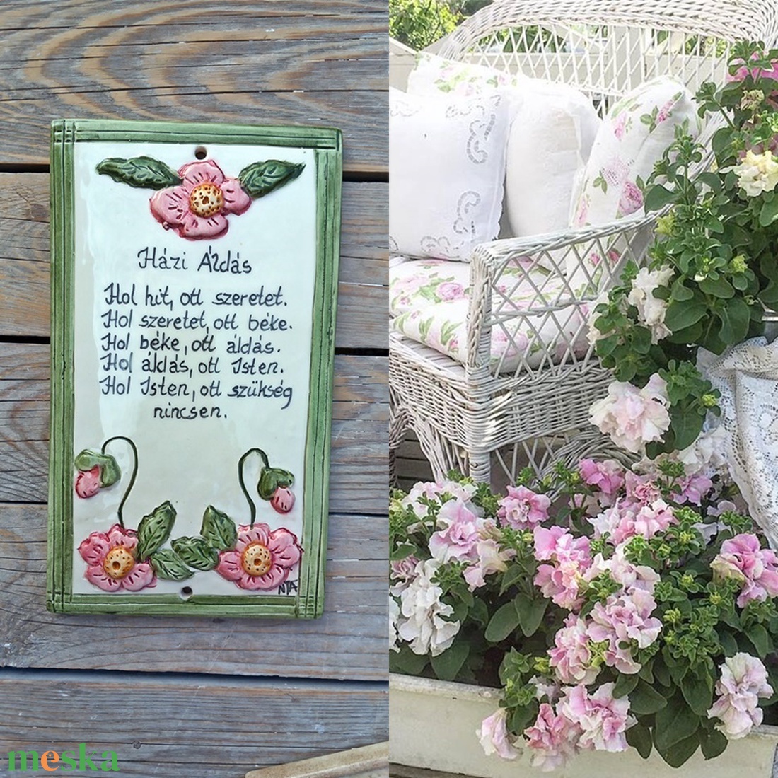 Pink kerámia  - Házi áldás - otthon & életmód - vallás - házi áldás - Meska.hu