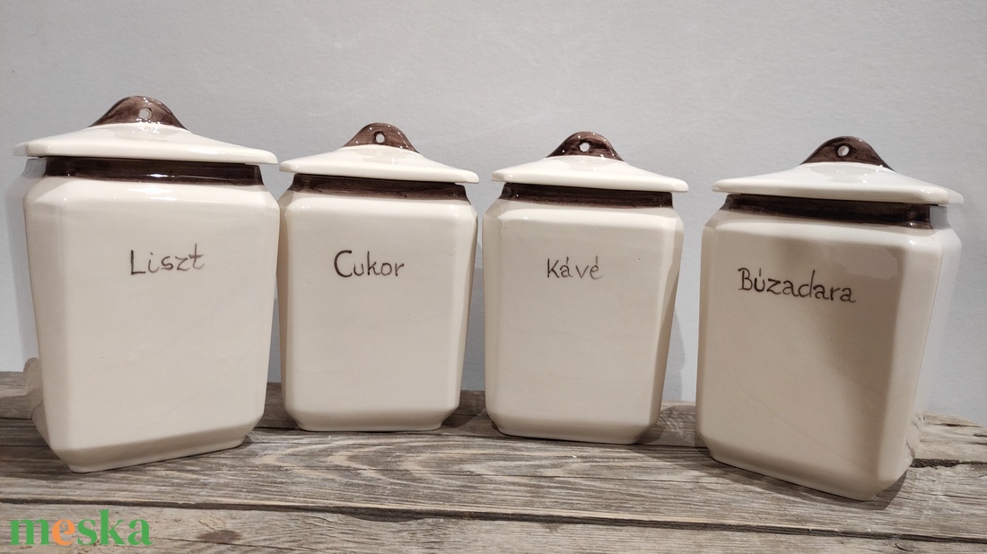 Barna romantika,kerámia fűszertartó készlet - otthon & életmód - konyhafelszerelés, tálalás - konyhai tárolás - fűszertartó - Meska.hu