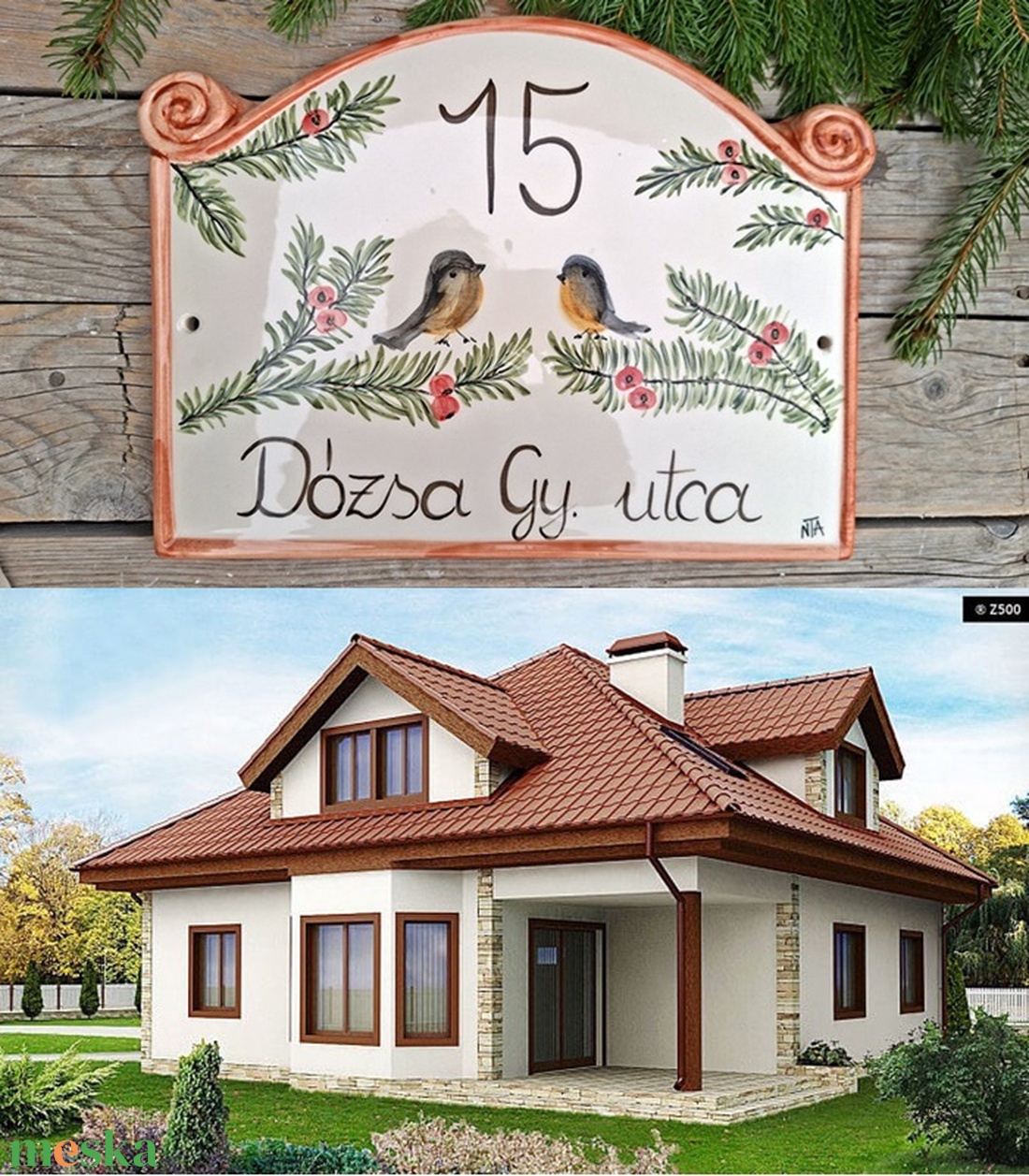 Vidéki hangulatú vörösbegy  egyedi  kerámia utcanévtábla - otthon & életmód - ház & kert - házszám - Meska.hu