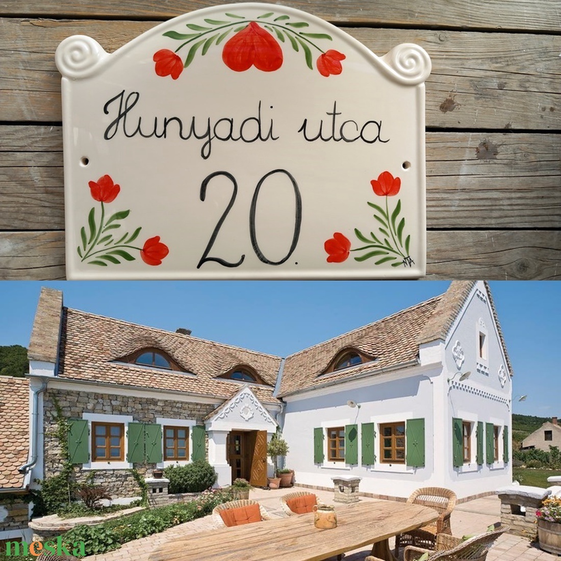 Piros tulipán kerámia utcanévtábla  - otthon & életmód - ház & kert - névtábla - Meska.hu