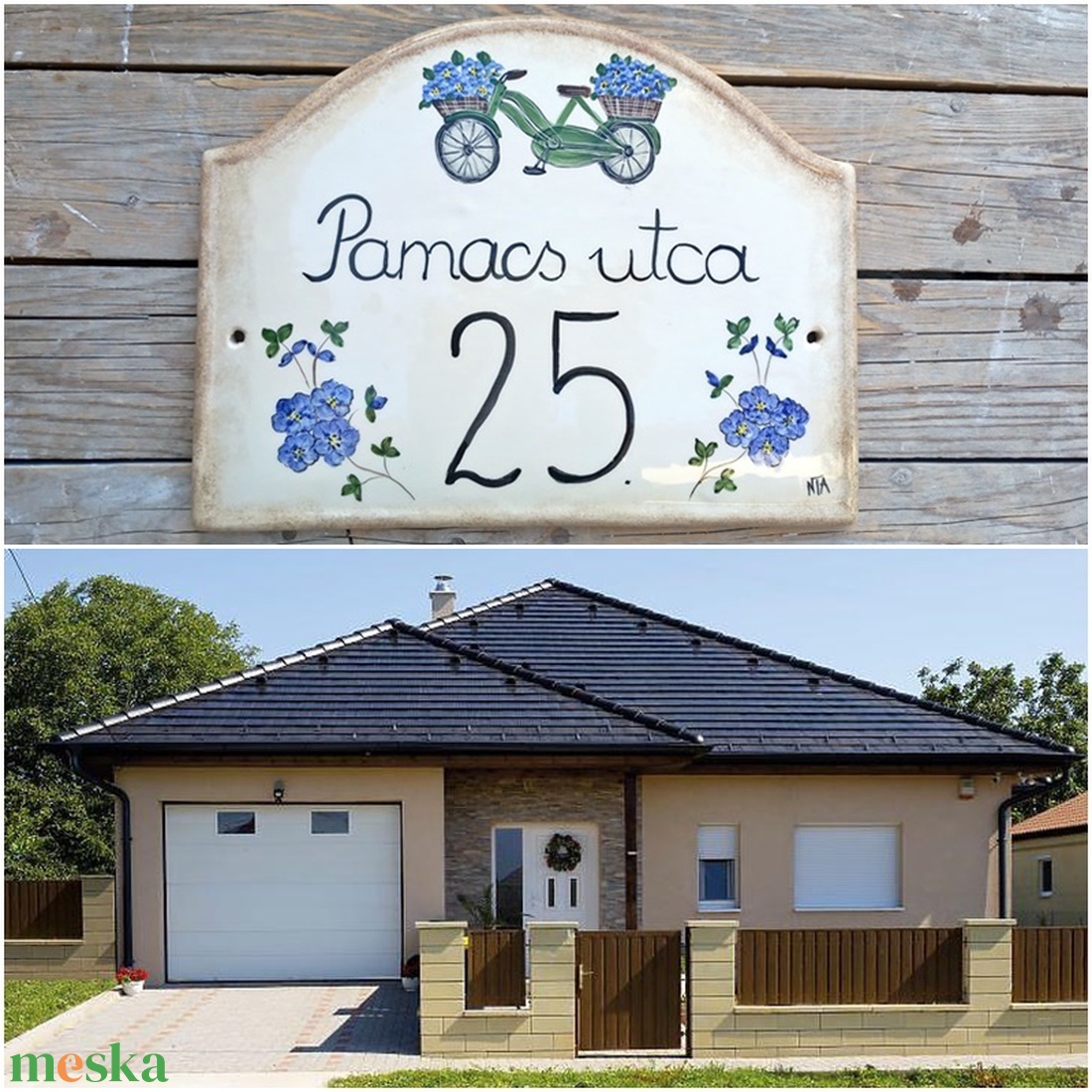 Egy kis kék romantika kerámia utcanév tábla - otthon & életmód - ház & kert - házszám - Meska.hu