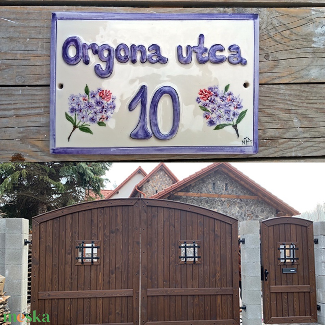 Lila imádóknak-orgona  kerámia utca név tábla - otthon & életmód - ház & kert - házszám - Meska.hu
