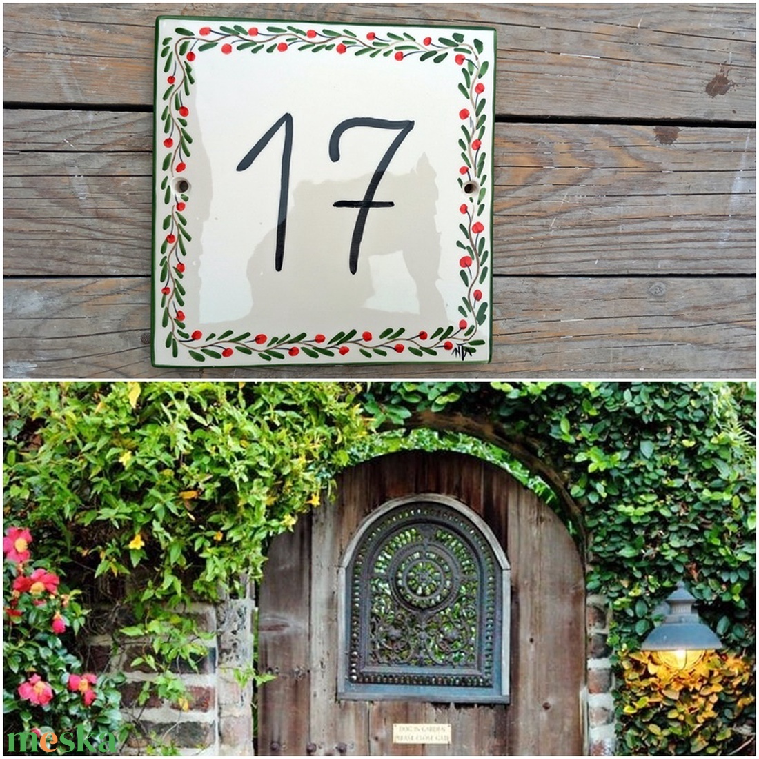 Bájos piros apró bogyós kerámia utcanévtábla - otthon & életmód - ház & kert - házszám - Meska.hu