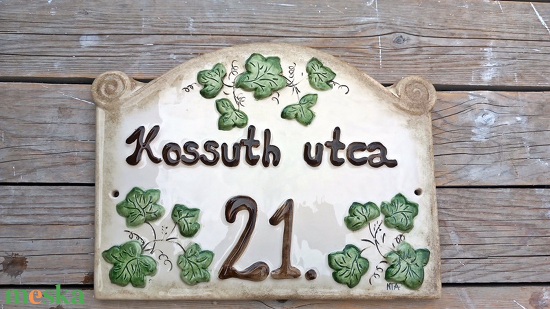 Borostyán  kerámia utcanévtábla - otthon & életmód - ház & kert - házszám - Meska.hu