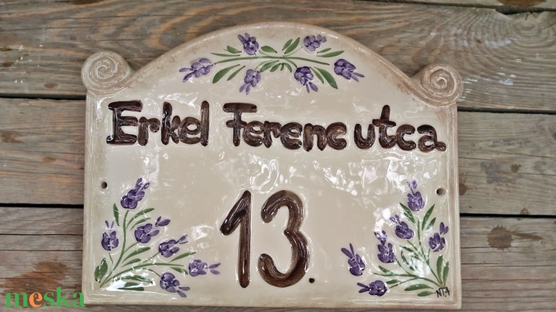 Egyedi  levendulás kerámia utcanévtábla  - otthon & életmód - ház & kert - házszám - Meska.hu
