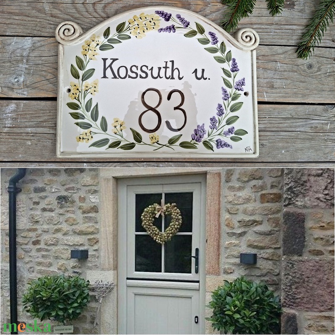 Akác és levendula-kerámia ház és utca névtábla - otthon & életmód - ház & kert - házszám - Meska.hu
