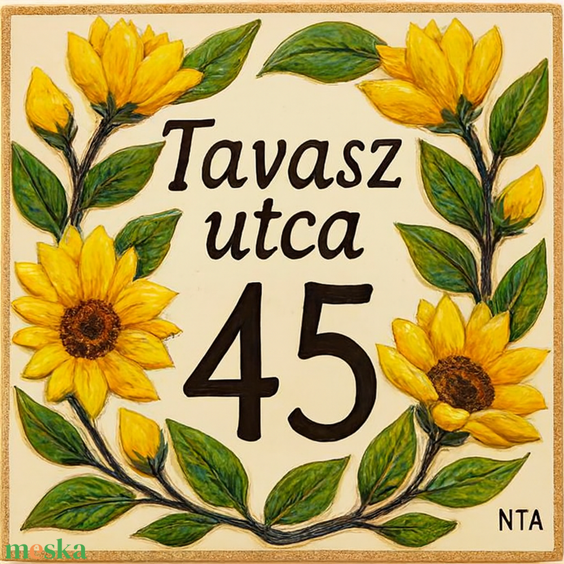 Sárgaimádóknak egyedi utcanévtábla - otthon & életmód - ház & kert - házszám - Meska.hu