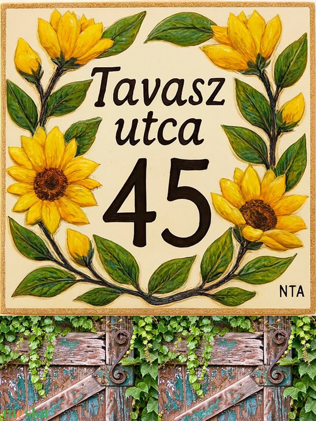 Sárgaimádóknak egyedi utcanévtábla - otthon & életmód - ház & kert - házszám - Meska.hu