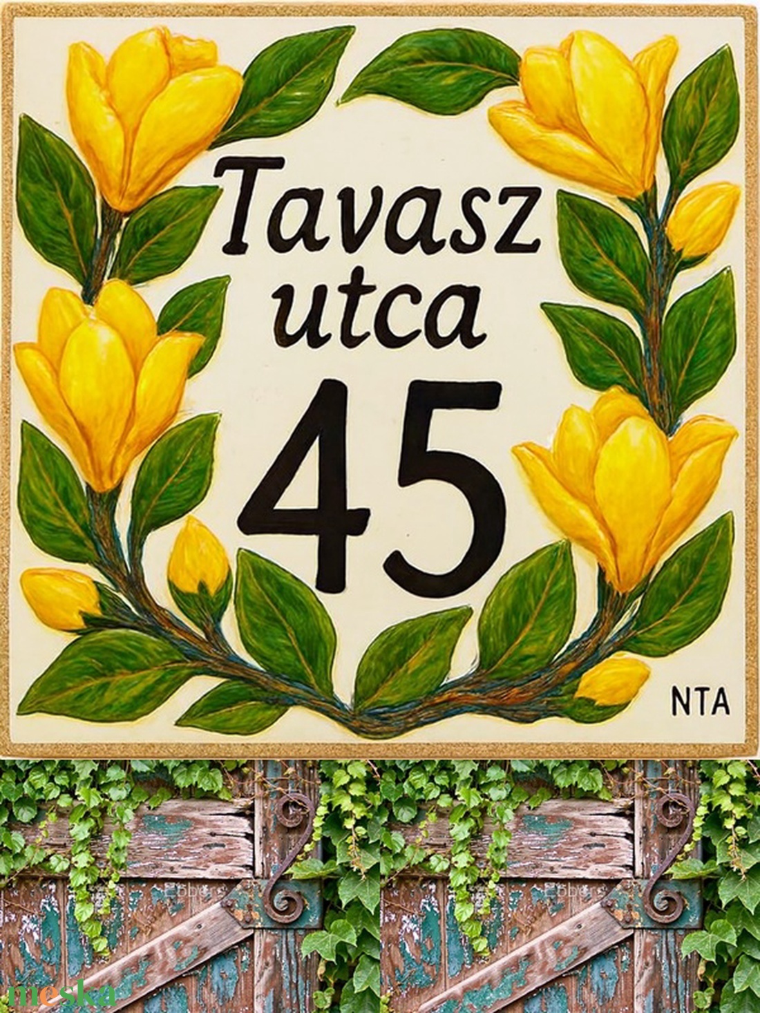 Sárgaimádóknak egyedi utcanévtábla - otthon & életmód - ház & kert - házszám - Meska.hu