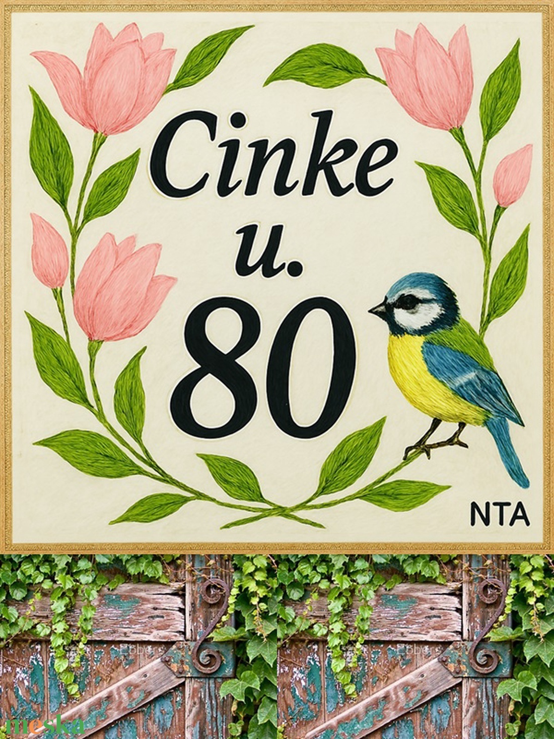 Púder tulipán egyedi utcanévtábla - otthon & életmód - ház & kert - házszám - Meska.hu