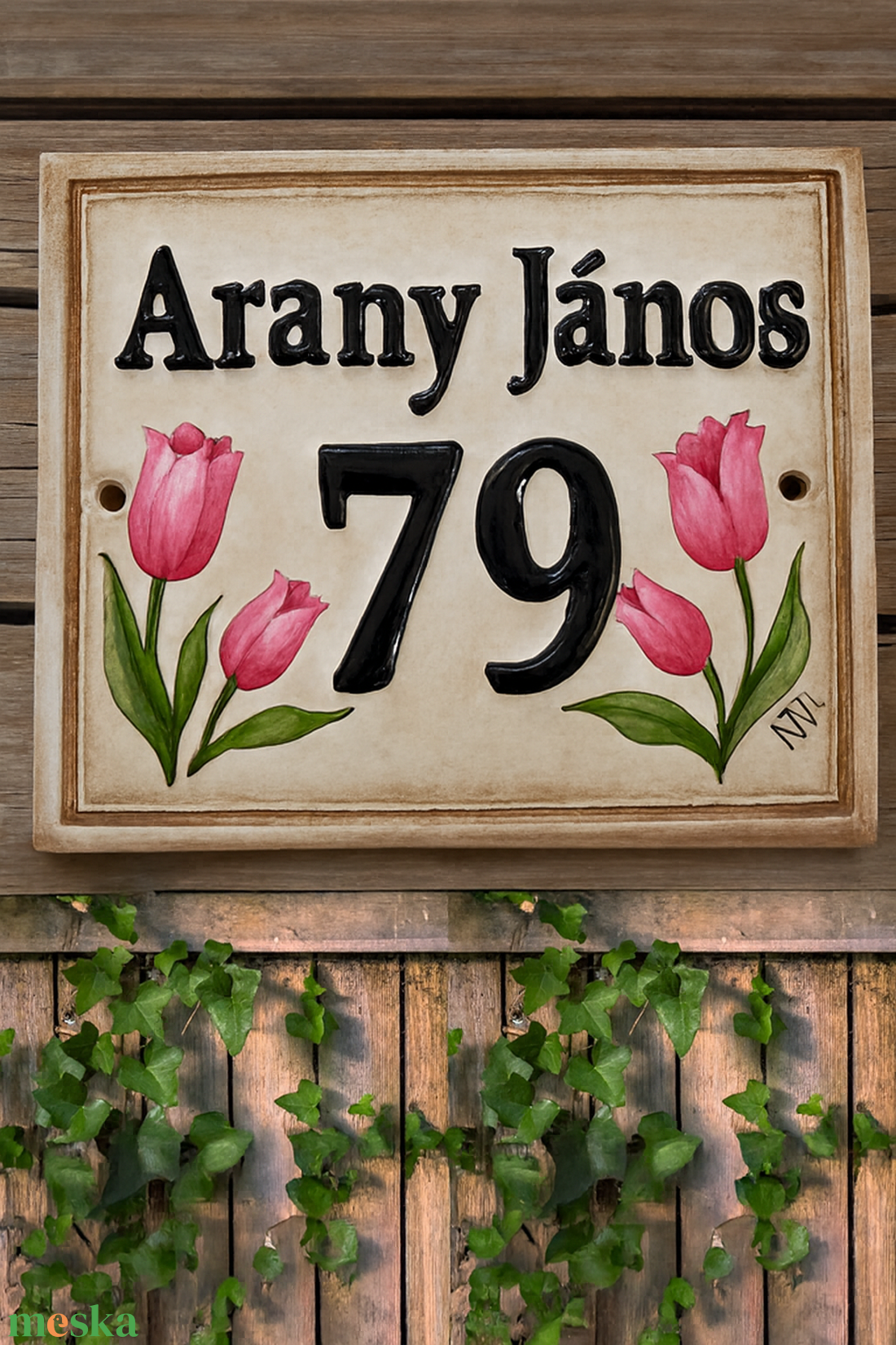 Púder tulipán egyedi utcanévtábla - otthon & életmód - ház & kert - házszám - Meska.hu