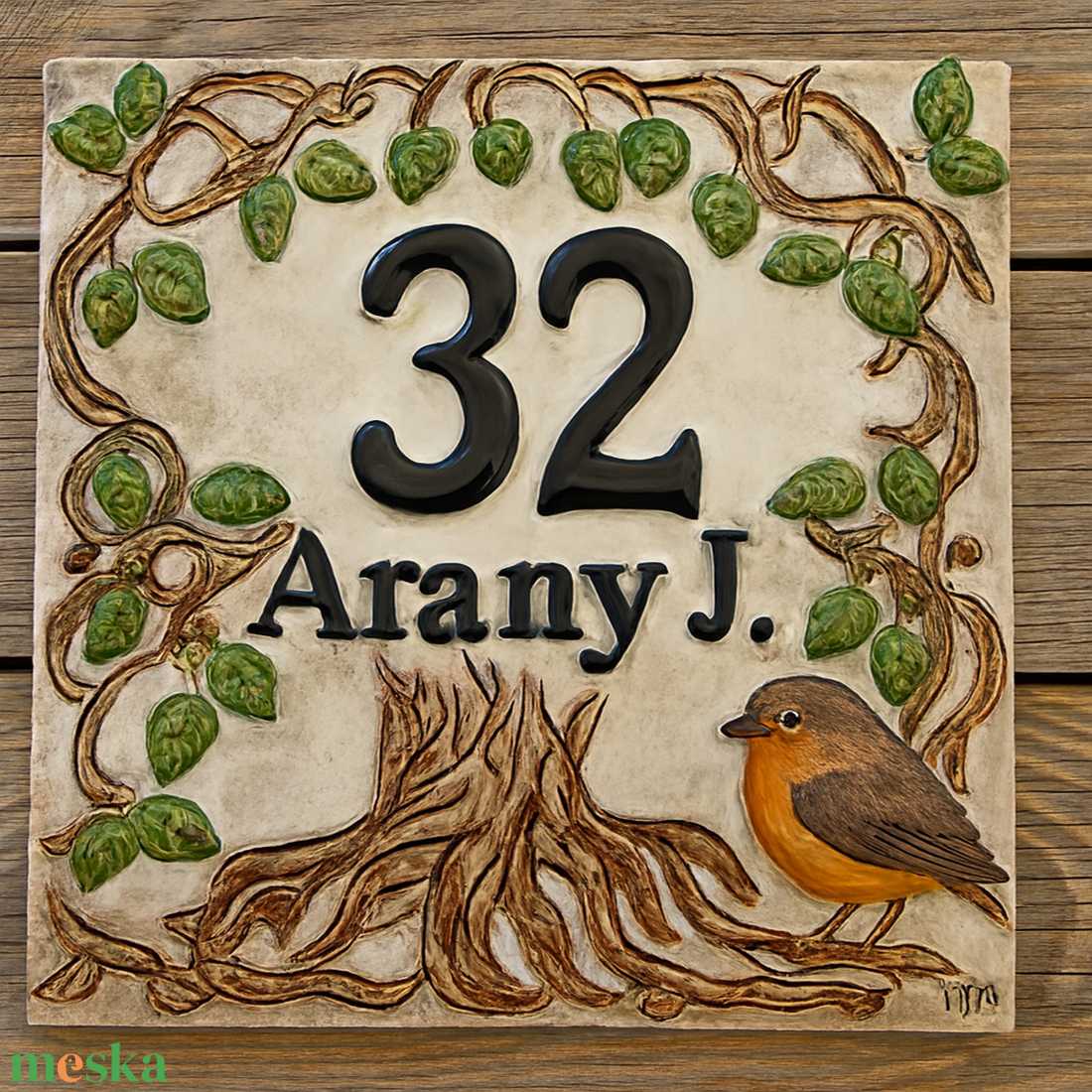 Életfa-vörösbegy egyedi kerámia utca névtábla - otthon & életmód - ház & kert - házszám - Meska.hu