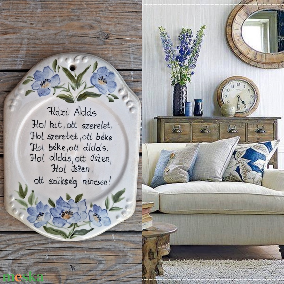 Kerámia  házi áldás  festéssel - otthon & életmód - vallás - házi áldás - Meska.hu