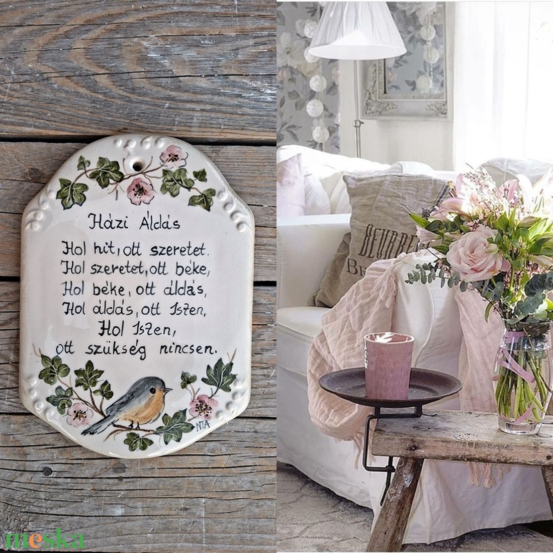 Kerámia  házi áldás  festéssel - otthon & életmód - vallás - házi áldás - Meska.hu