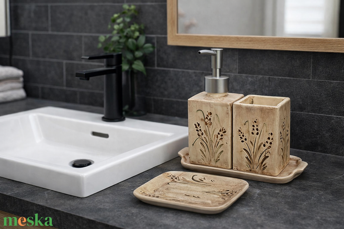  Egyedi elegáns-stílusos kerámia fürdőszoba szett - otthon & életmód - fürdőszoba - szappantartó - Meska.hu