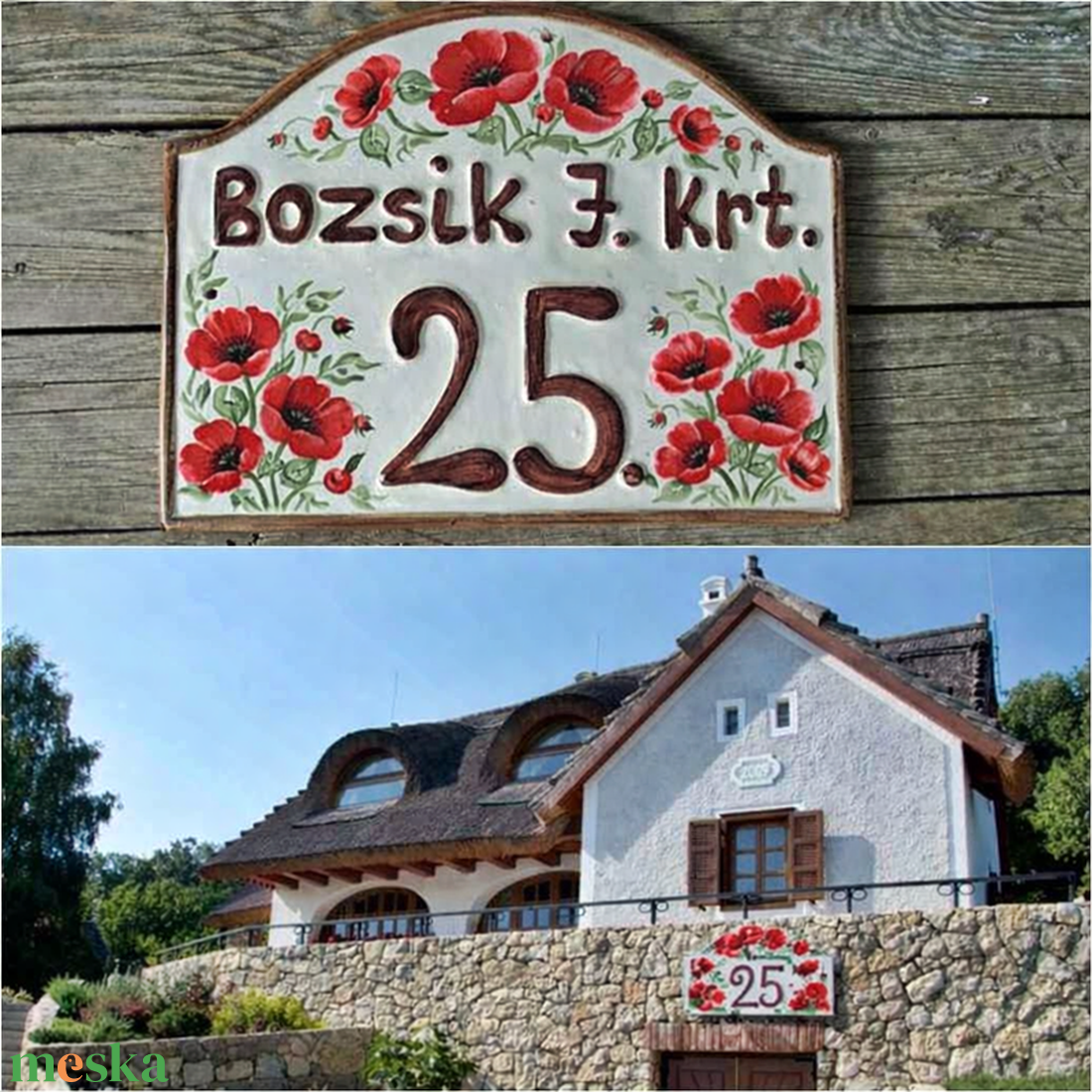 Egyedi  pipacs- Provence kerámia utca névtábla  - otthon & életmód - ház & kert - házszám - Meska.hu
