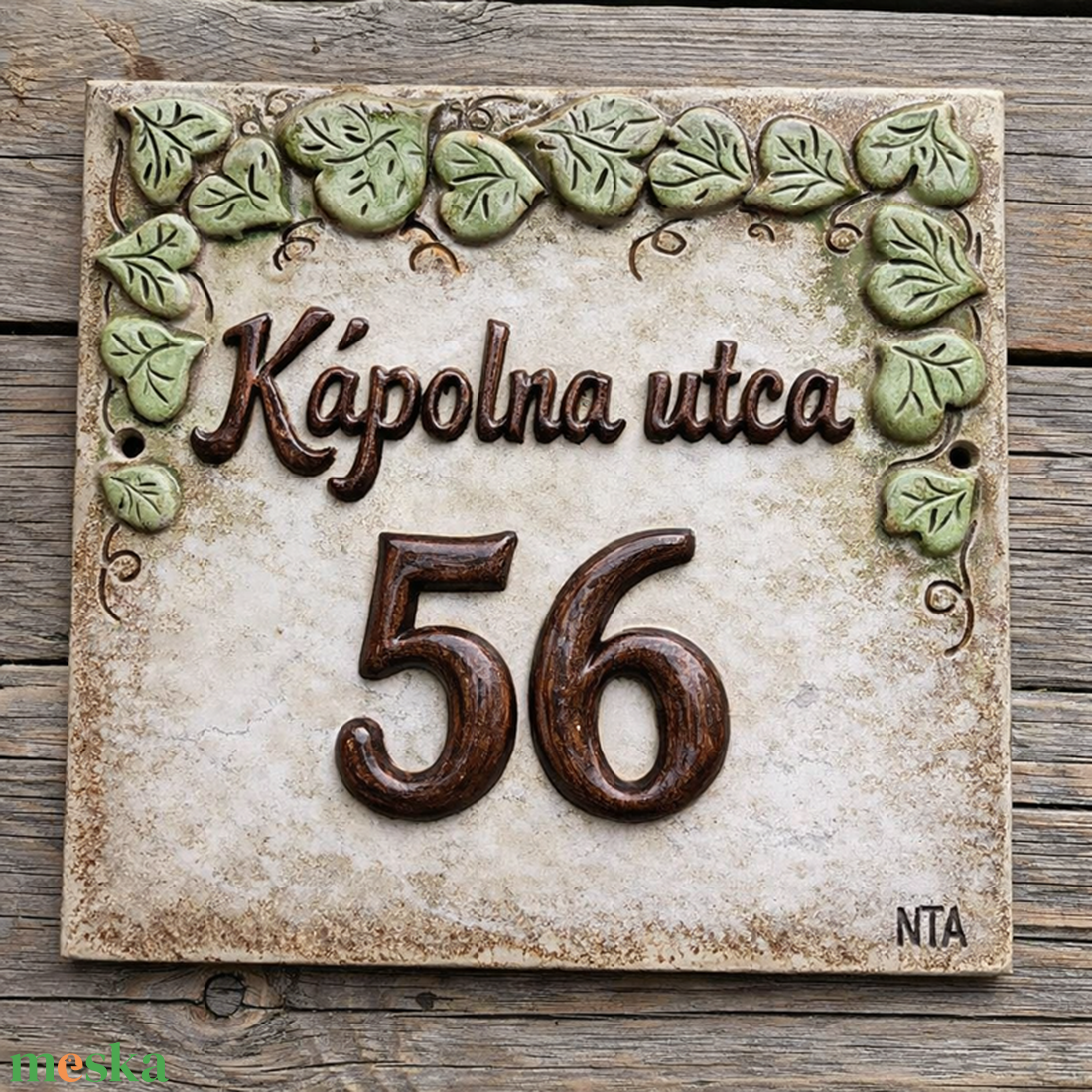Borostyános  kerámia utca névtábla - otthon & életmód - ház & kert - házszám - Meska.hu