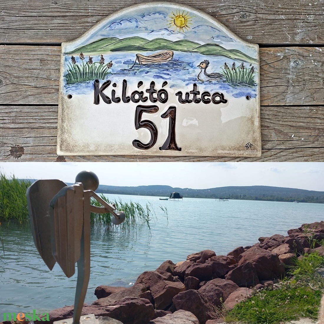 Egy kis kacsás Balaton-  Egyedi kerámia táblakép   - otthon & életmód - ház & kert - házszám - Meska.hu