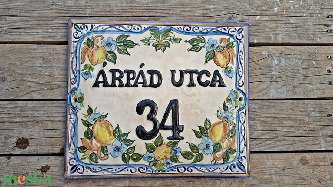  Mediterrán  egyedi kerámia utcanév tábla  - otthon & életmód - ház & kert - házszám - Meska.hu