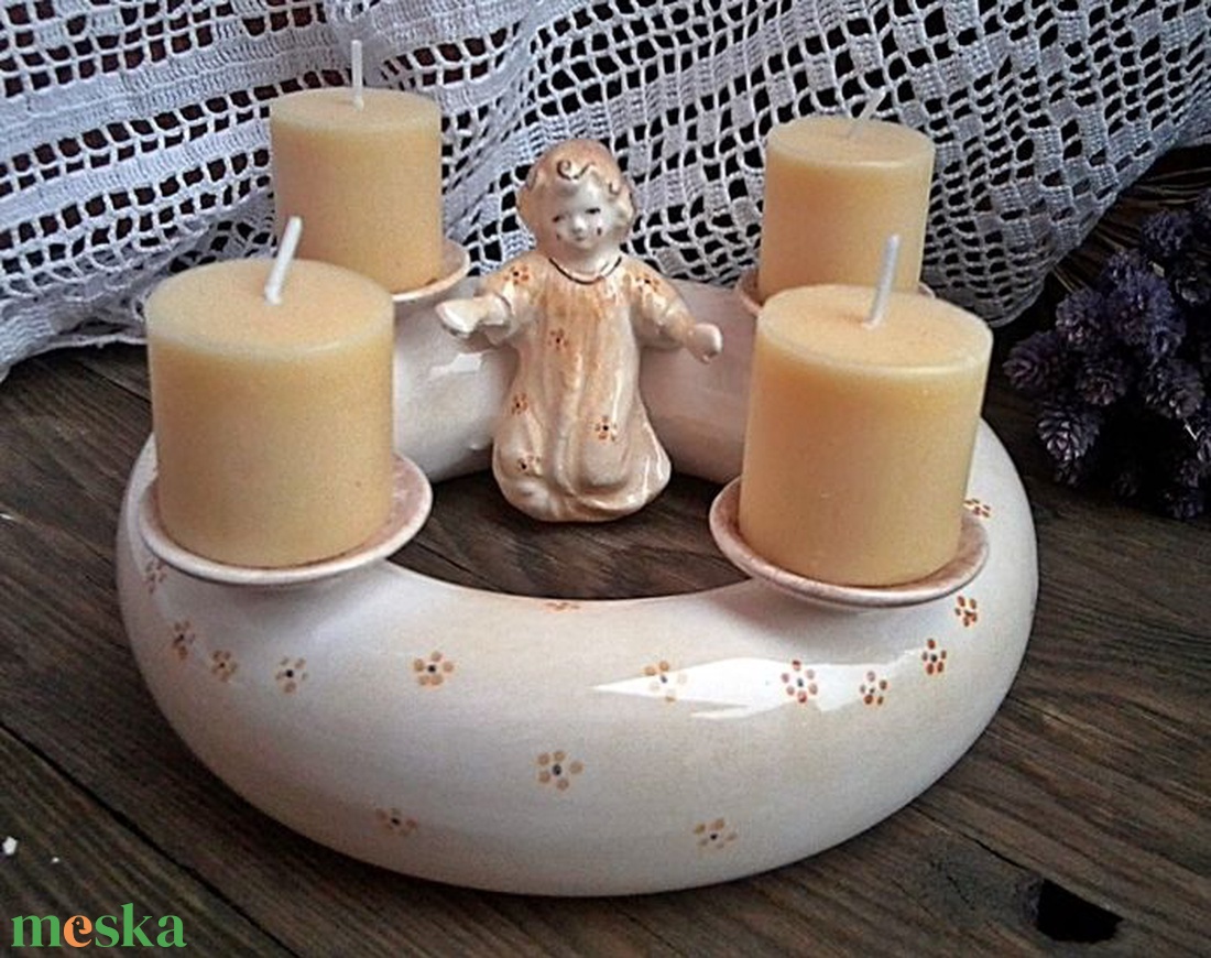  Kerámia koszorú az ünnep tisztelőinek    - karácsony - adventi díszek - adventi koszorú - Meska.hu