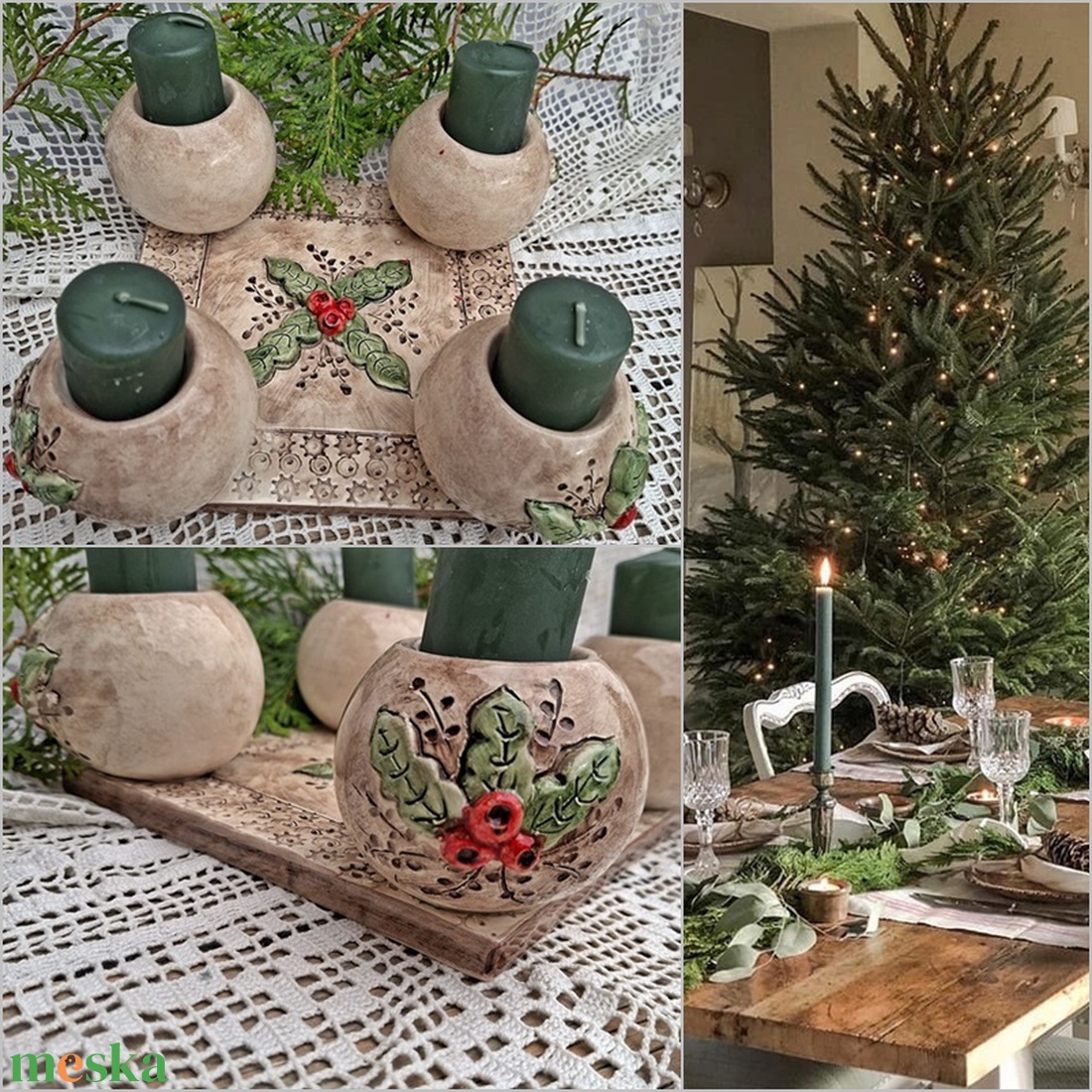 Natúr és a zöld tisztelőinek, kerámia koszorú - karácsony - adventi díszek - adventi koszorú - Meska.hu