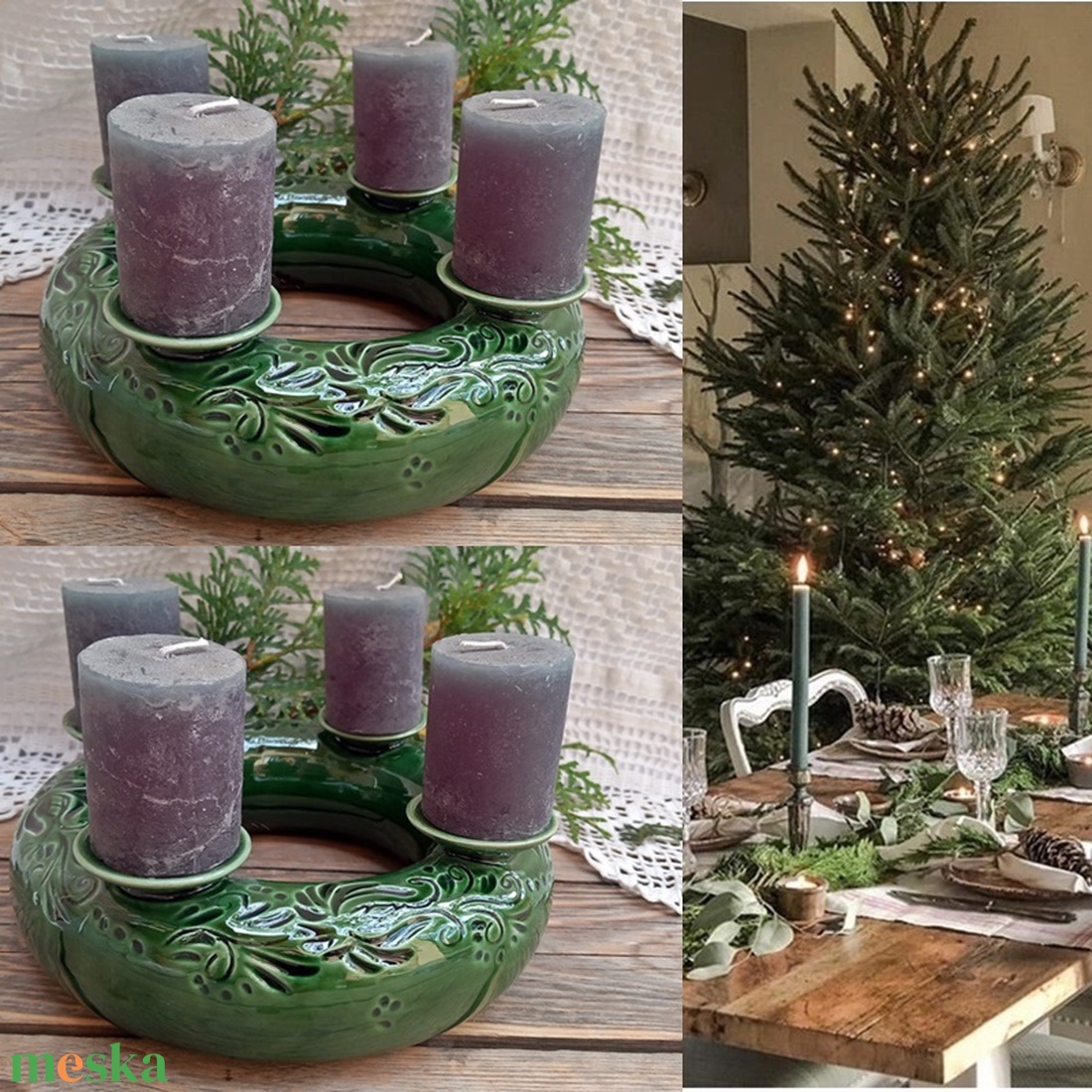  Kerámia koszorú a zöld tiszelőinek    - karácsony - adventi díszek - adventi koszorú - Meska.hu