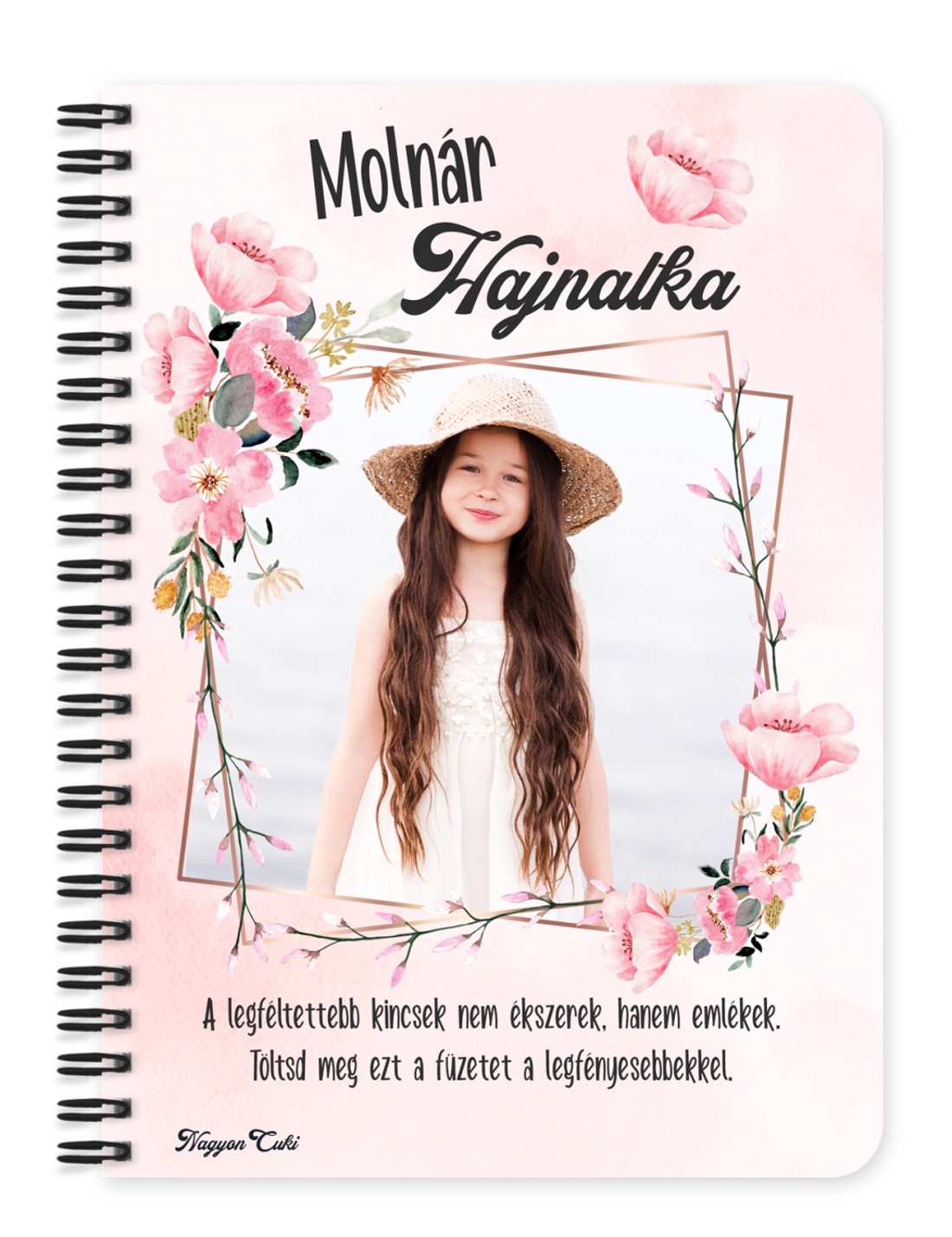 Saját fotós személyre szabható - Bájos virágos mintás A5-ös füzet - otthon & életmód - papír, írószer - jegyzetfüzet & napló - Meska.hu