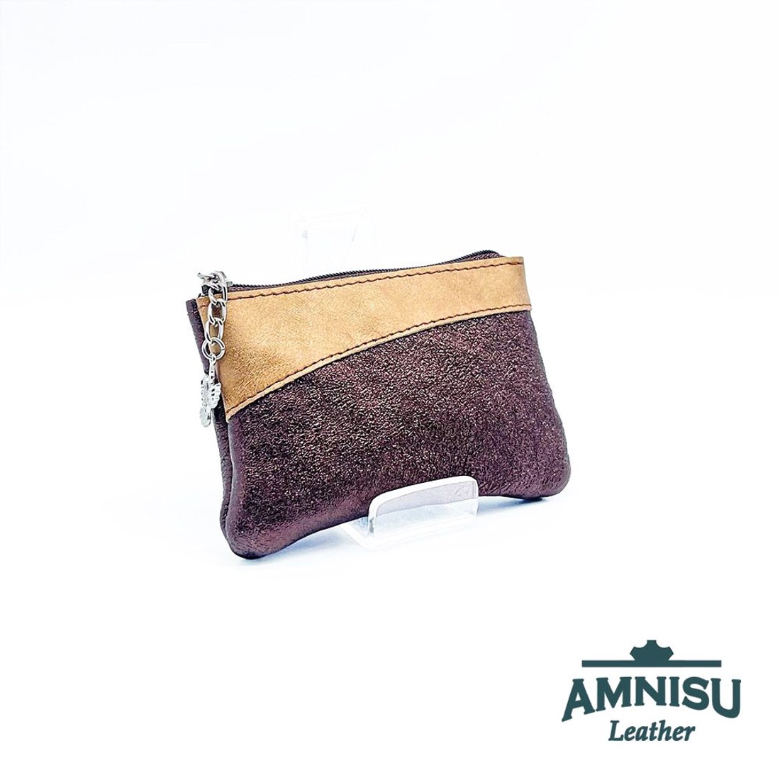 Sötétbarna - sötét arany ívelt egy cipzáras kulcstartó C9001 - táska & tok - kulcstartó & táskadísz - kulcstartó - Meska.hu