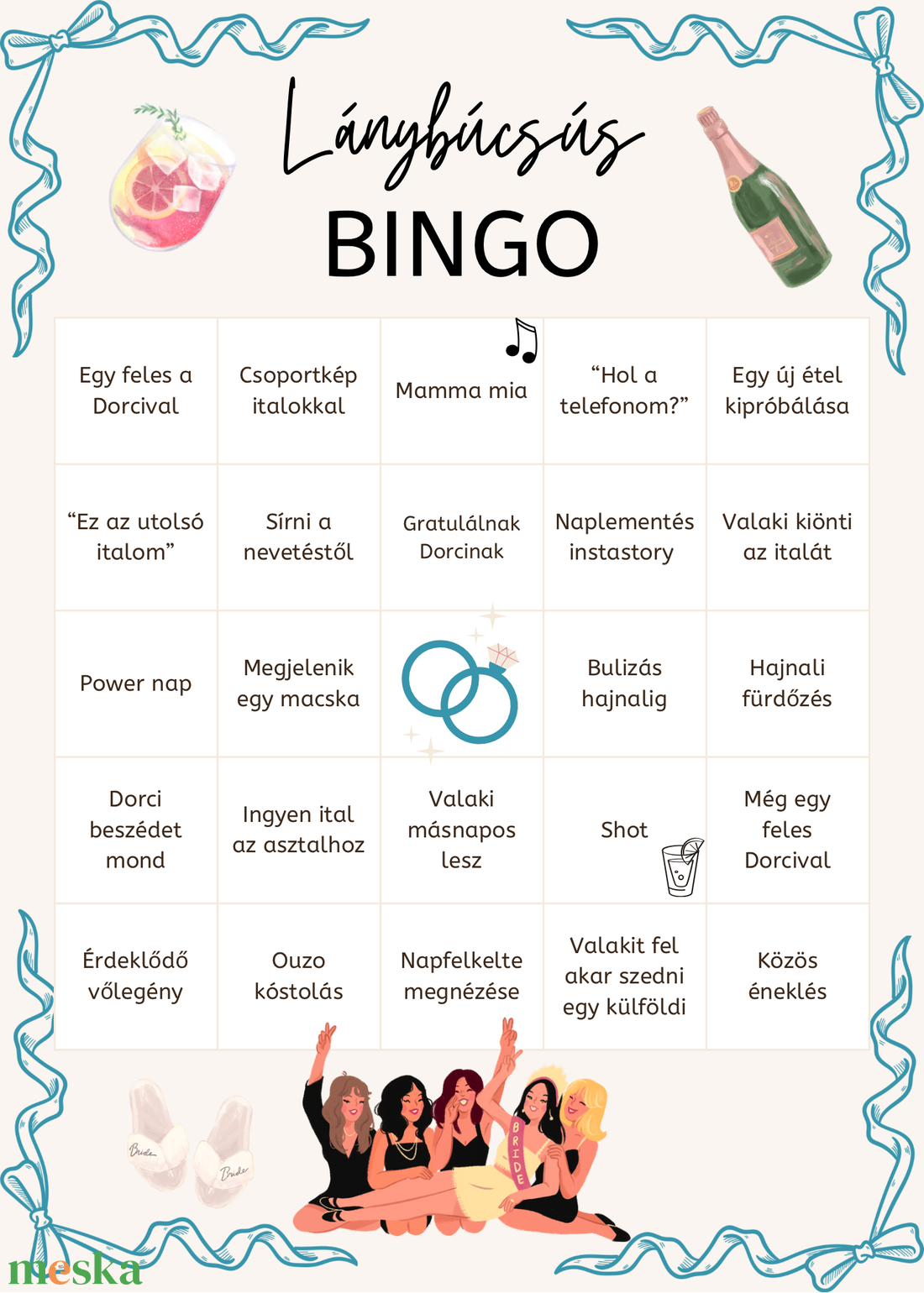 Lánybúcsús Bingo - esküvő - lánybúcsú - Meska.hu