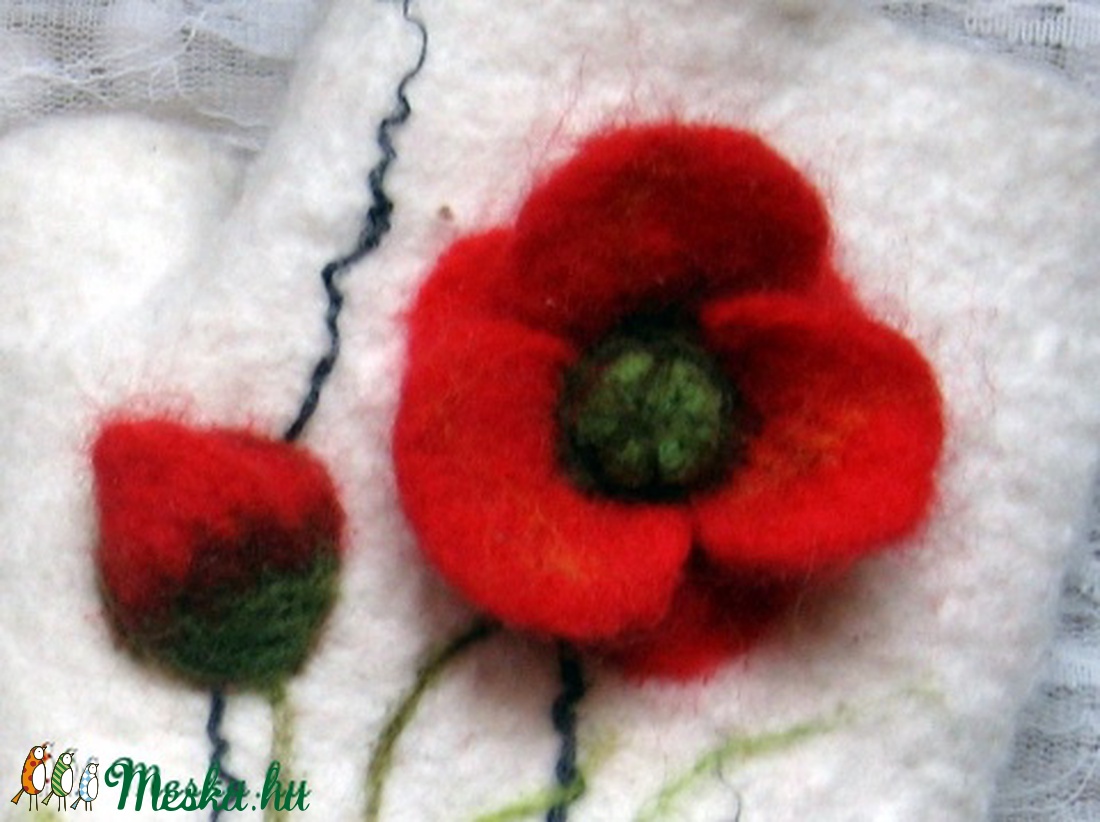 Ujjatlan kesztyű Pipacs  RENDELHETŐ  -  - Meska.hu