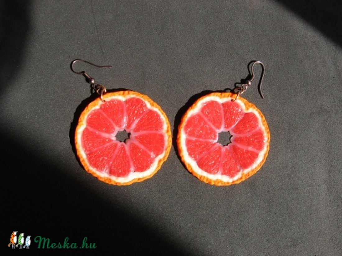 Pink grapefruit  fülbevaló -  - Meska.hu