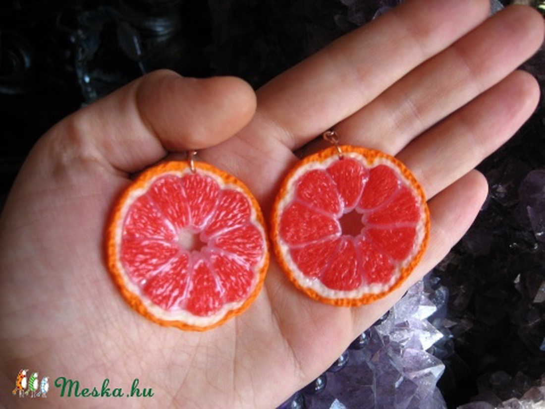 Pink grapefruit  fülbevaló -  - Meska.hu