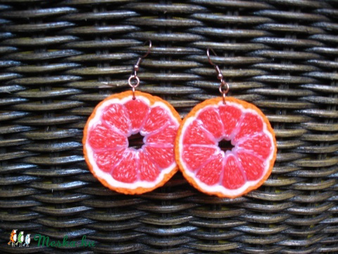 Pink grapefruit  fülbevaló -  - Meska.hu